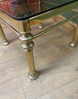 Vintage 1970's Brass Side Table Smoked Glass Top (SKU96)