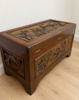 Large Chinese carved wooden storage chest