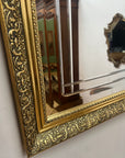 Large Gold Framed Vintage Bevelled Etched Mirror (SKU317)