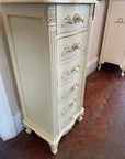 French Style Narrow White Chest Drawers (SKU174)