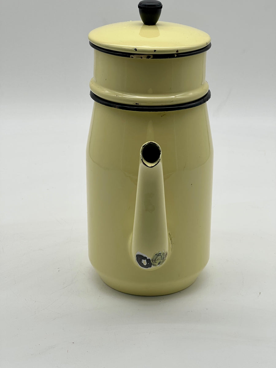 Vintage Yellow Coffee Pot / Cafetiere / French Countryside Enamelware (SKU711)