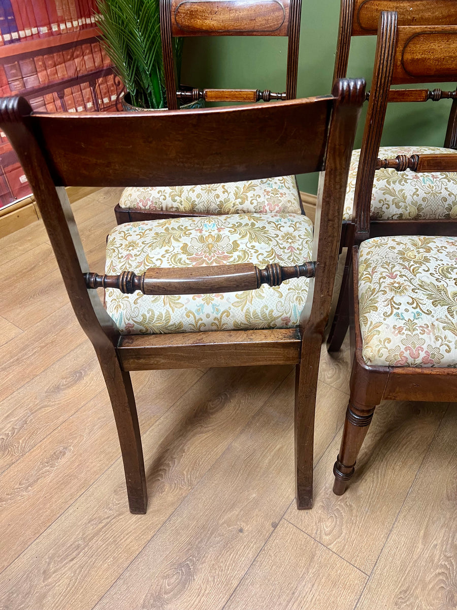 Set of 4 Late Regency Mahogany and Brass Inlaid Bar Backed Dining Chairs (SKU278)