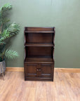 Ercol Dark Elm Waterfall Open Bookcase With Cupboard (SKU152)