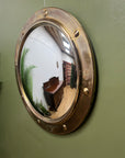 Mid Century Large Convex Porthole Brass Mirror (SKU343)