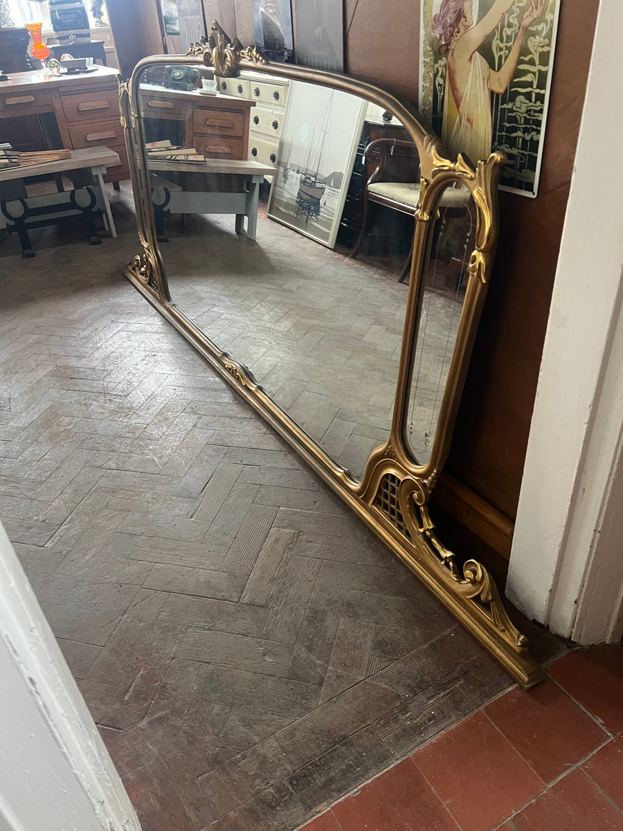 Very Large 265cm Vintage Art Nouveau Style Gold Gilt Mirror (SKU298)