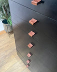 Vintage Retro Meredew Painted Black Tall Chest Drawers (SKU163)