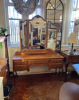 French Style Louis XV Carved Oak Triple Mirror Dressing Table (SKU156)
