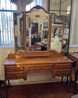 French Style Louis XV Carved Oak Triple Mirror Dressing Table (SKU156)