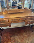 French Style Louis XV Carved Oak Triple Mirror Dressing Table (SKU156)
