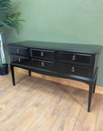 Vintage Stag Painted Black 6 Drawer Sideboard / Chest (SKU253)