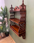 Mahogany Wall Hanging 3 Tier Shelf Unit 2 Base Drawers (SKU229)