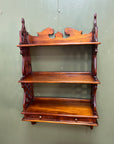 Mahogany Wall Hanging 3 Tier Shelf Unit 2 Base Drawers (SKU229)