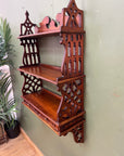 Mahogany Wall Hanging 3 Tier Shelf Unit 2 Base Drawers (SKU229)