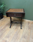 Vintage Mahogany Drop Leaf End Table Leather Top (SKU98)