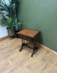 Vintage Mahogany Drop Leaf End Table Leather Top (SKU98)