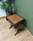 Vintage Mahogany Drop Leaf End Table Leather Top (SKU98)