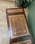 Vintage Mahogany Drop Leaf End Table Leather Top (SKU98)