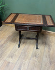 Vintage Mahogany Drop Leaf End Table Leather Top (SKU98)