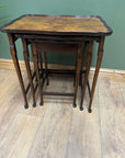 Antique Walnut Scalloped Edge Nest of 3 Tables (SKU68)