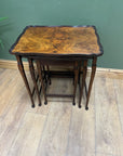 Antique Walnut Scalloped Edge Nest of 3 Tables (SKU68)