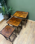 Antique Walnut Scalloped Edge Nest of 3 Tables (SKU68)