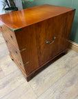 Campaign Style Yew Wood 3 Drawer Side/Lamp Table (SKU78)
