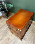 Campaign Style Yew Wood 3 Drawer Side/Lamp Table (SKU78)