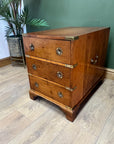 Campaign Style Yew Wood 3 Drawer Side/Lamp Table (SKU78)