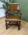 Early 20th Century Oak/Leather Library Desk Armchair (SKU121)