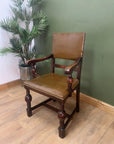 Early 20th Century Oak/Leather Library Desk Armchair (SKU121)