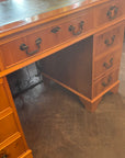 Yew Wood Leather Top Twin Pedestal Desk With Key (SKU126)