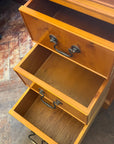 Yew Wood Leather Top Twin Pedestal Desk With Key (SKU126)