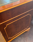 Yew Wood Leather Top Twin Pedestal Desk With Key (SKU126)