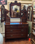 Edwardian Mahogany Triple Mirror Dressing Table (SKU157)