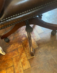 Chesterfield Desk Armchair Brown Leather Adjustable Height (SKU127)