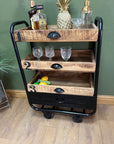 Industrial Style 3 Tier Drinks Trolley On Wheels (SKU76)