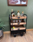 Industrial Style 3 Tier Drinks Trolley On Wheels (SKU76)