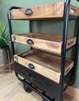 Industrial Style 3 Tier Drinks Trolley On Wheels (SKU76)