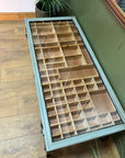 Industrial Style Coffee Table On Wheels Glass Display Storage Top (SKU71)
