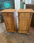 Pair Antique Pine Tall French Night Stands (SKU157)