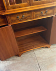 Vintage Yew Wood Glazed Library Breakfront Bookcase Cabinet (SKU067)