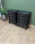 Pair Black/Gold Rococo Style Bedside Drawers (SKU172)