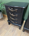 Pair Black/Gold Rococo Style Bedside Drawers (SKU172)