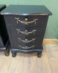 Pair Black/Gold Rococo Style Bedside Drawers (SKU172)