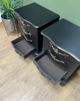 Pair Black/Gold Rococo Style Bedside Drawers (SKU172)