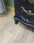 Pair Black/Gold Rococo Style Bedside Drawers (SKU172)