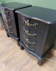 Pair Black/Gold Rococo Style Bedside Drawers (SKU172)