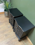 Pair Black/Gold Rococo Style Bedside Drawers (SKU172)