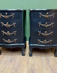 Pair Black/Gold Rococo Style Bedside Drawers (SKU172)