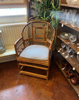 Vintage Bamboo Cane Brighton Pavilion Style Armchair With Removable Cushion (SKU251)